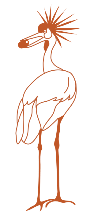 Illustration of the Crowned Crane, cocktail expert, one of the six Terrat creatures