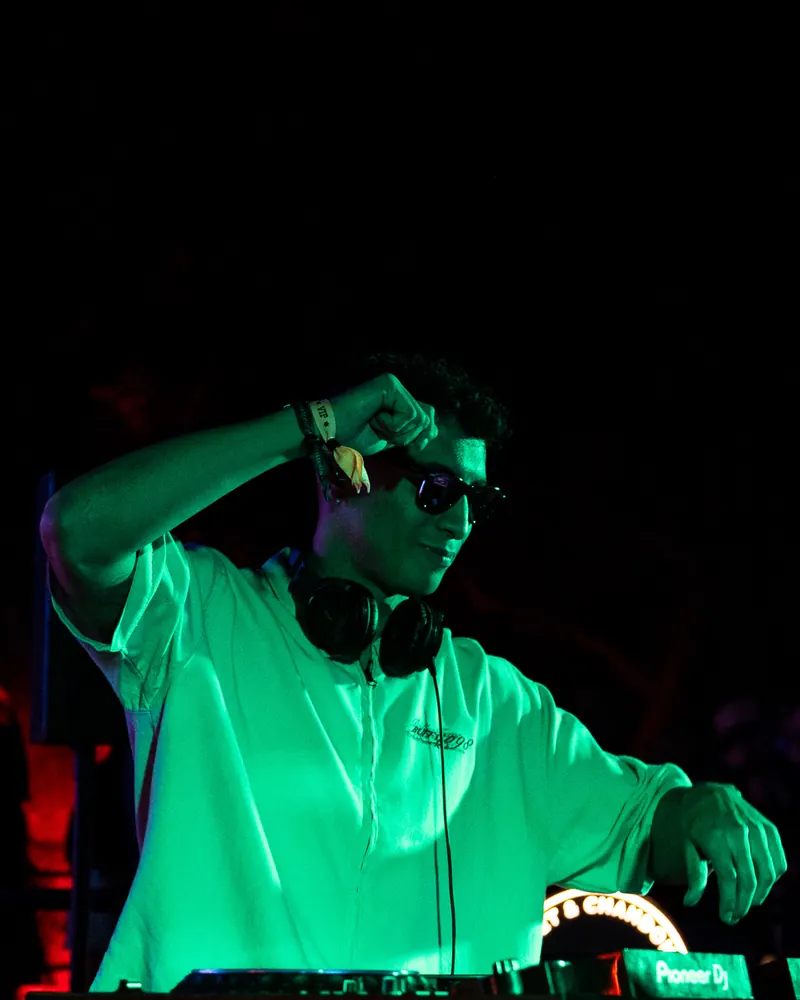 Terrat DJ playing at night on the terrace, Panama City